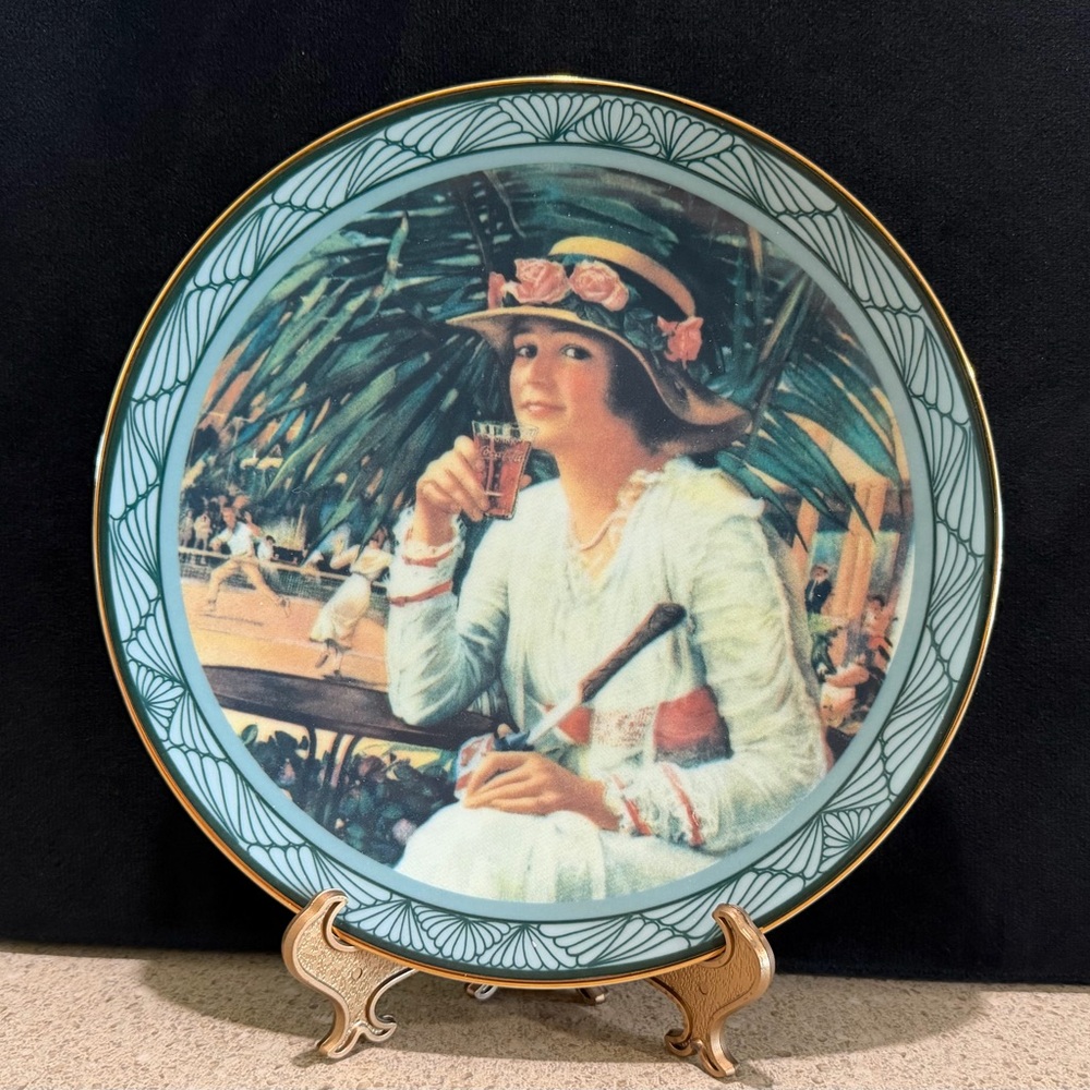 Vintage Decorative Coca-Cola Plate with Tennis Scene